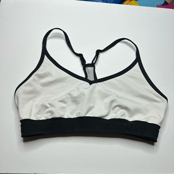 PINK Victoria's Secret Black and White Sports Bra with Racerback large - Picture 6 of 6